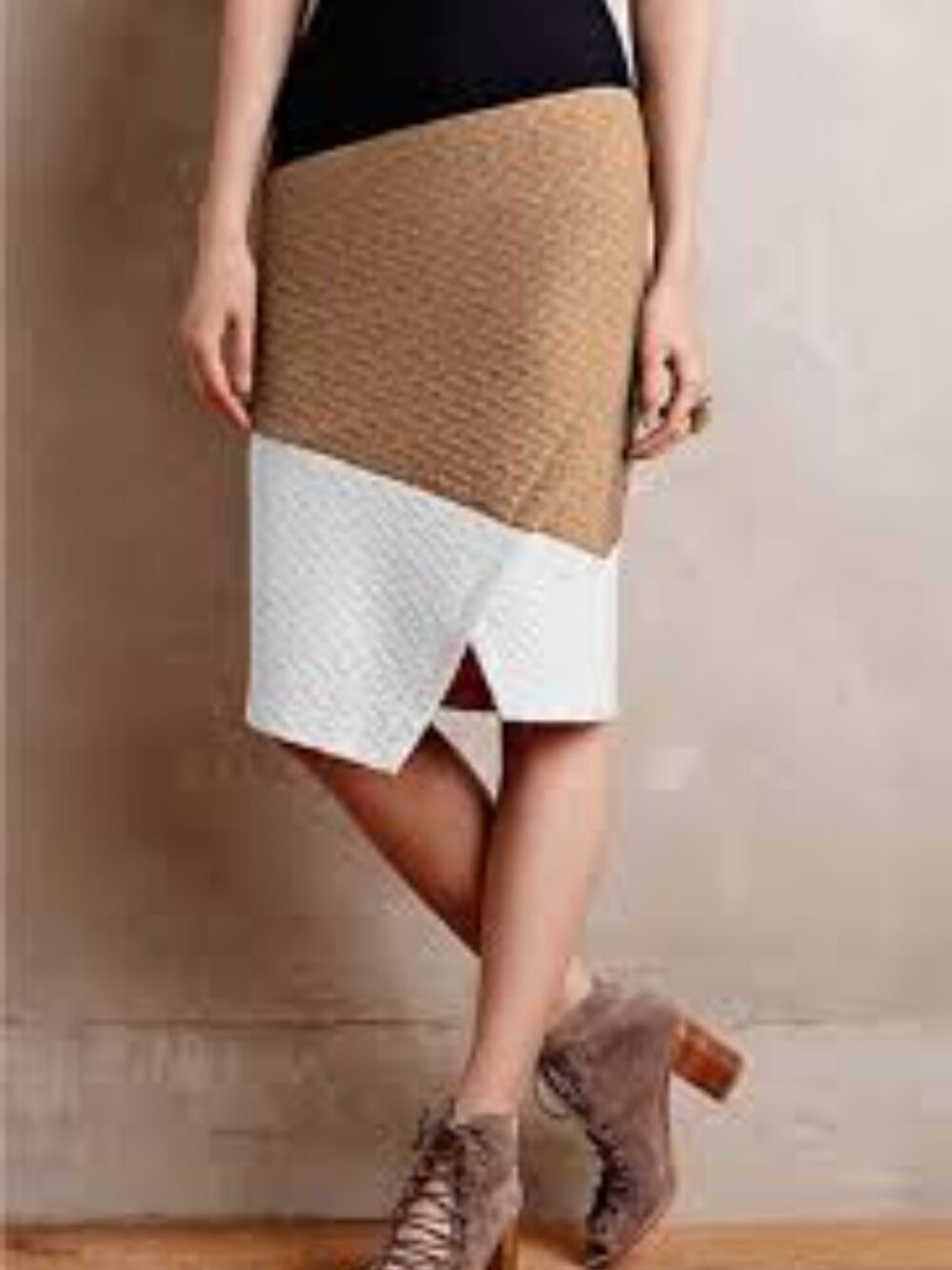 Anthropologie HD In Paris Colorblock Textured Knit Skirt 0